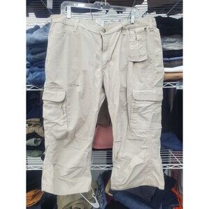 Carhart Capri Cargo Cropped Pants Women's Size 16 Tan WB049 Regular Easy Fit